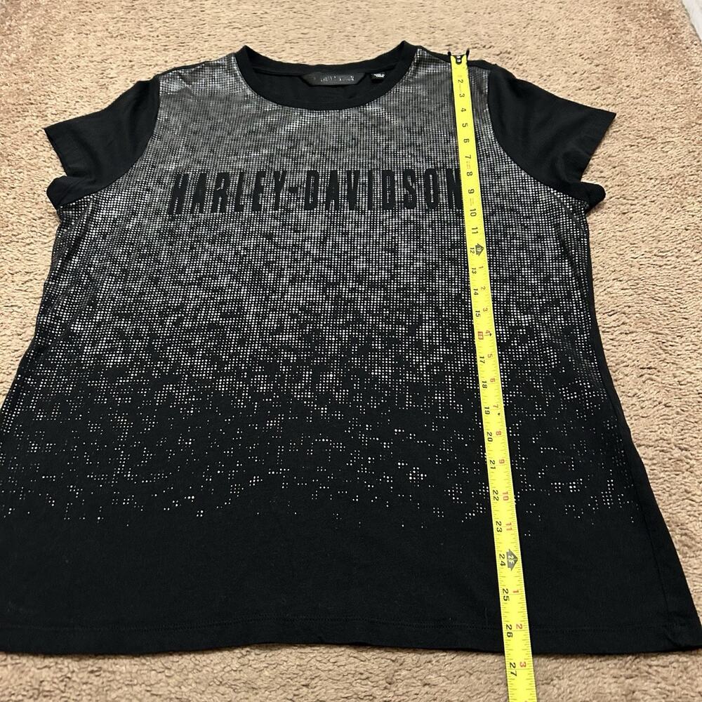 Harley Davidson Women’s Metallic Print Front Tee Black Silver Size XL - Picture 2 of 7